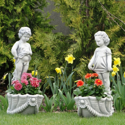 Figur Blumenkübel Pflanz Kübel Dekoration Blumentöpfe Figur Dekor Garten