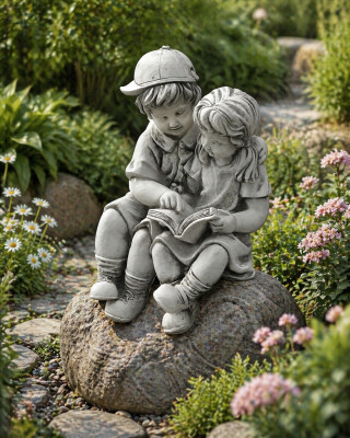 40cm Deko Skulptur Design Figur Statue Garten Figuren Grau Natur Statuen