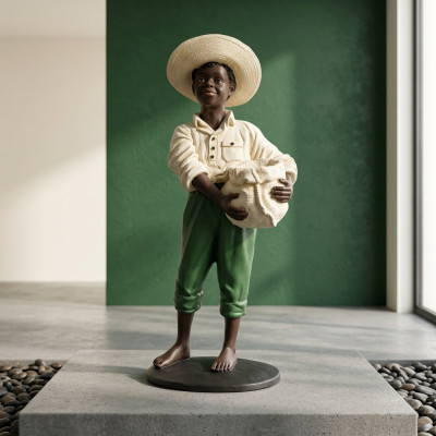 Design Junge mit Beutel Figur Statue Skulptur Figuren Skulpturen Dekoration 7088