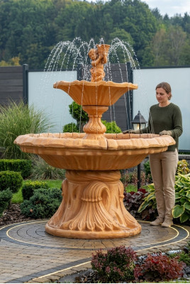 Springbrunnen Garten Teich Brunnen 190 cm Steinbrunnen Gartenbrunnen Fontaine Neu