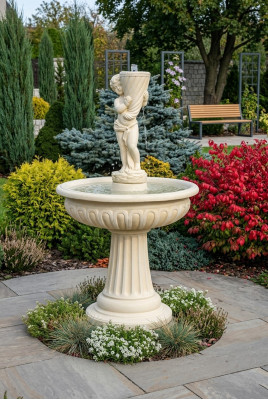 Springbrunnen Garten Teich Brunnen 159cm Steinbrunnen Gartenbrunnen Fontaine Neu
