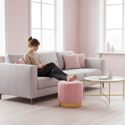 Pouf Fußhocker Rund Hocker Polsterhocker Sitzhocker Hocker Ottomane Relax Neu