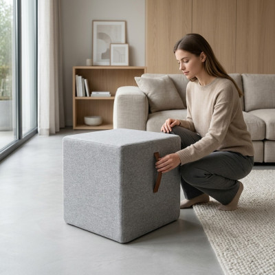 Pouf Fußhocker Rund Hocker Polsterhocker Sitzhocker Ottomane Hocker Würfel Neu