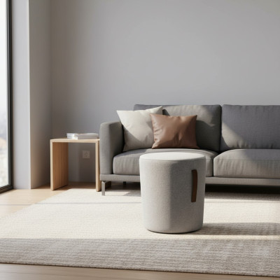 Pouf Fußhocker Rund Hocker Polsterhocker Sitzhocker Badhocker Runde Ottomane Neu