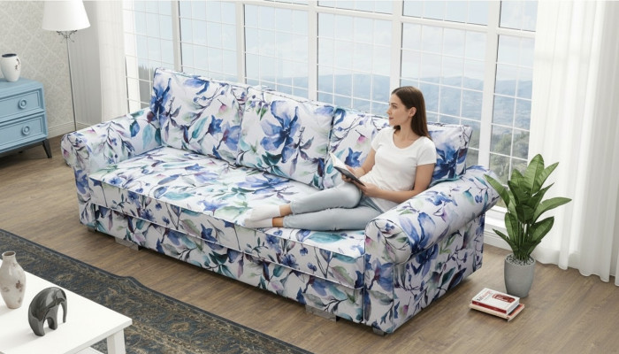 Couch Schlafsofa Sofa Blumen Wohnlandschaft Bettkasten Couchen Sofa