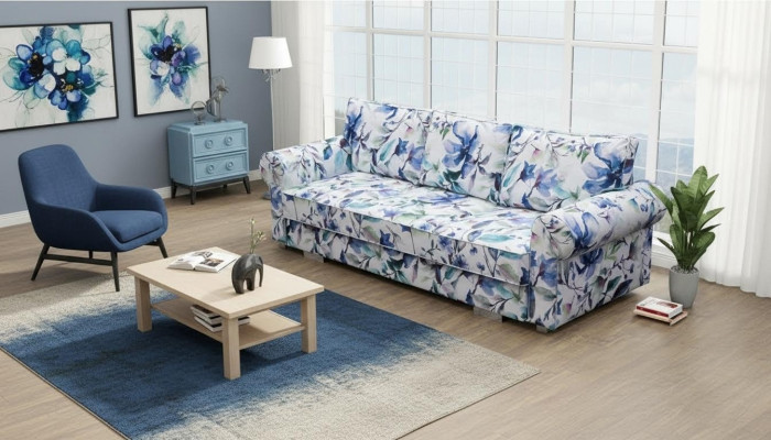 Couch Schlafsofa Sofa Blumen Wohnlandschaft Bettkasten Couchen Sofa