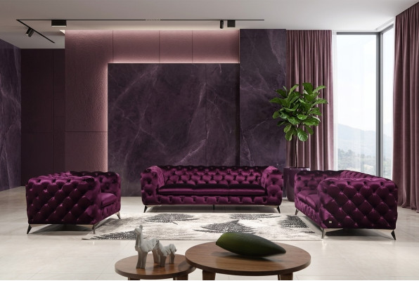 Sofa Chesterfield Polster Couch XXL Big Garnitur Textil 2+1+1 designer