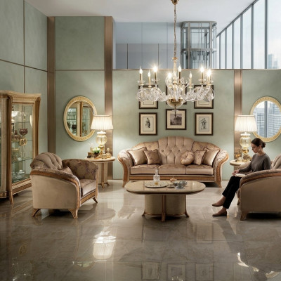 Sofagarnitur Sofa Couch 3 + 3 Wohnzimmer Designer Möbel Classisch Barock