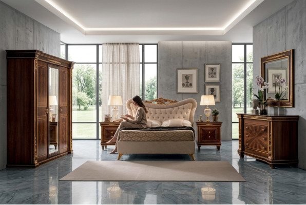arredoclassic™ Schlafzimmer Set Modigliani Barock Rokoko Bett Nachttisch 4tlg.