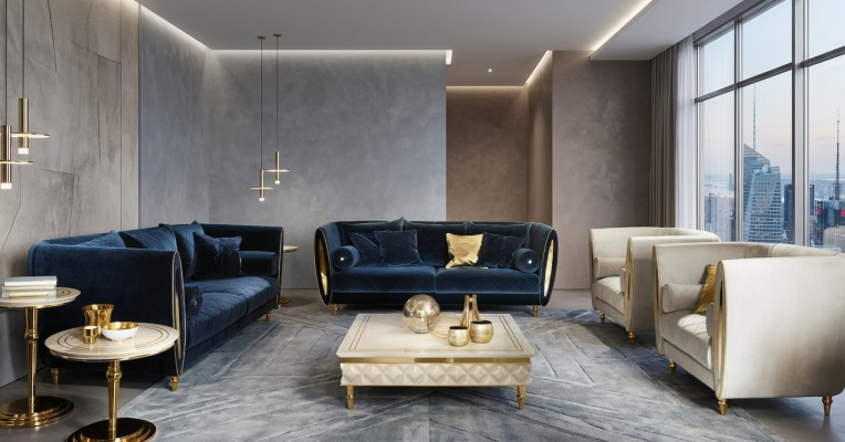 Sofagarnitur Sofa Couch 3 + 2 Wohnzimmer Designer Möbel Classisch