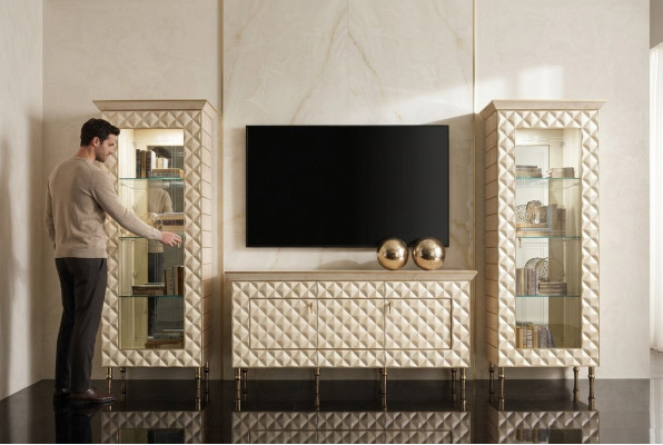 Wohnwand Vitrine rtv Sideboard Schrank Wand Barock Rokoko Design