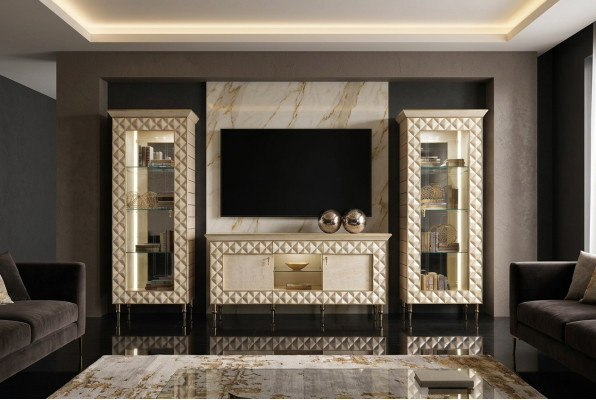 Wohnwand Vitrine rtv Sideboard Schrank Wand Barock Rokoko Design