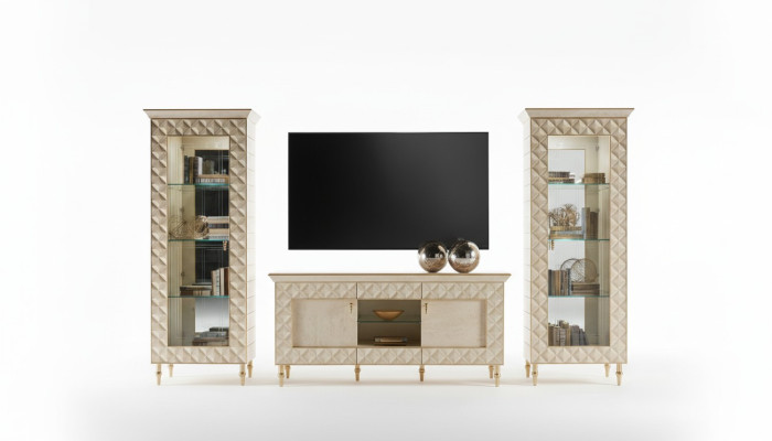 Wohnwand Vitrine rtv Sideboard Schrank Wand Barock Rokoko Design