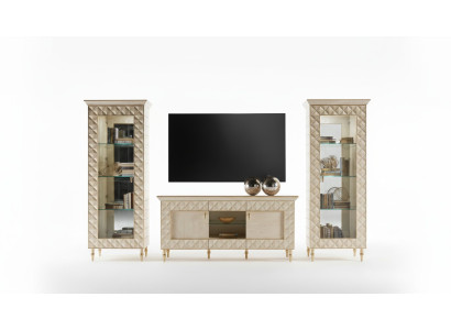 Wohnwand Vitrine rtv Sideboard Schrank Wand Barock Rokoko Design