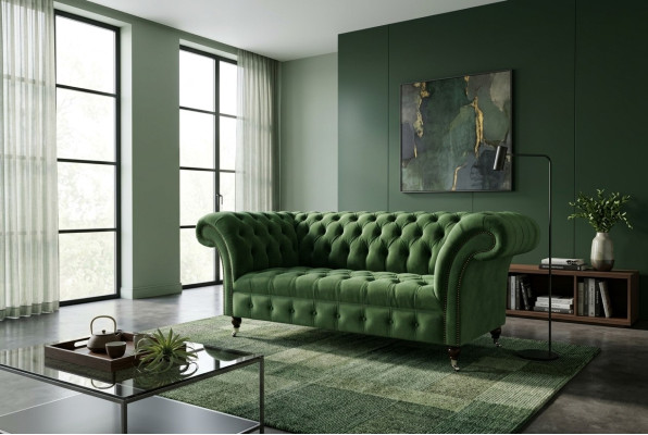 Chesterfield Couch  2 Sitzer Polster Sitz Textil Stoff Leder Couchen Sofas Sofa