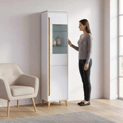 Vitrine Vitrine Anrichte Schrank Regal Modern Stil Wohnzimmer Kollektion Weiß