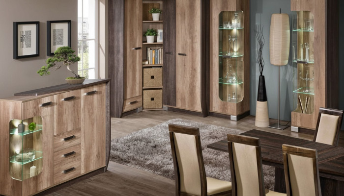 Hochschrank  Glas Schrank Vitrinen Regal Wohnzimmer Möbel Regale design Vitrine