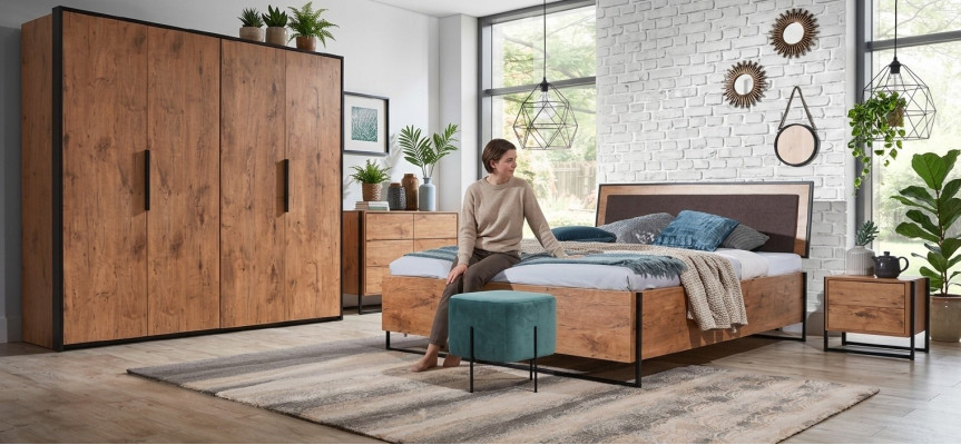 Komplettes Schlafzimmer Set Betten Kleiderschrank Bett Kommode Nachttisch