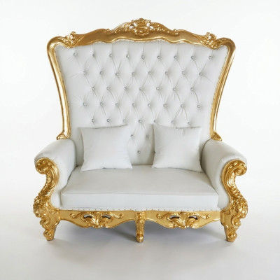 Thron Sofa Couch Königlicher Polster Chesterfield Samt Antik Stil Zweisitzer