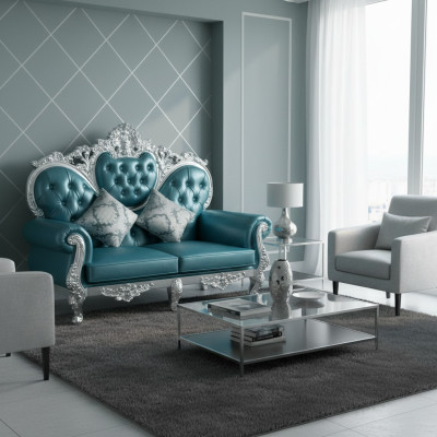 Thron Sofa Königlicher Polster Chesterfield Samt Zweisitzer Antik Stil Sofas Neu