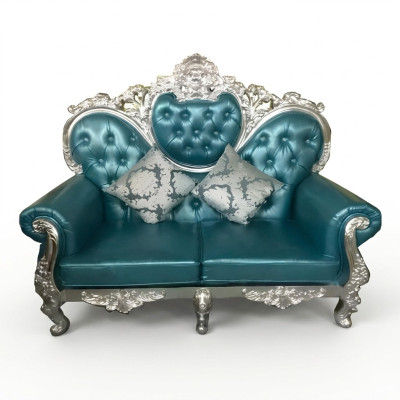 Thron Sofa Königlicher Polster Chesterfield Samt Zweisitzer Antik Stil Sofas Neu
