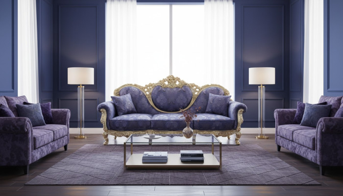 Thron Sofa Queen Polster Samt 3 Sitzer Antik Stil Sessel Lounge Chesterfield