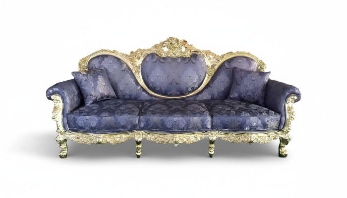 Thron Sofa Queen Polster Samt 3 Sitzer Antik Stil Sessel Lounge Chesterfield