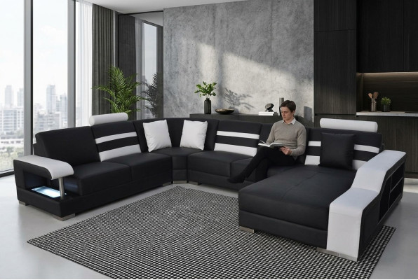 Eck Sofa Polster Sitz Leder Couch Sofas Couchen Garnitur U Form Wohnlandschaft