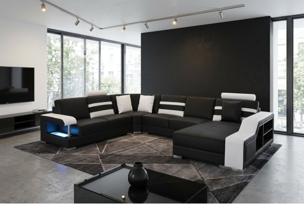 Eck Sofa Polster Sitz Leder Couch Sofas Couchen Garnitur U Form Wohnlandschaft