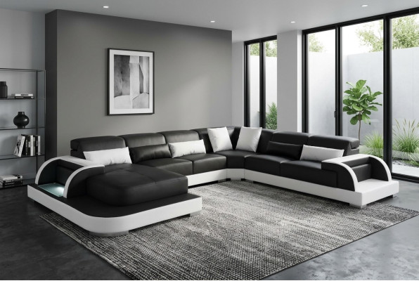 Leder Sofa Couch Wohnlandschaft Eck Garnitur Design Modern Sofas U-Form Couchen