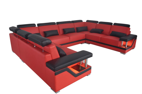 Ledersofa Couch Wohnlandschaft Eck Garnitur Design Modern Sofa U-Form Neu L6002