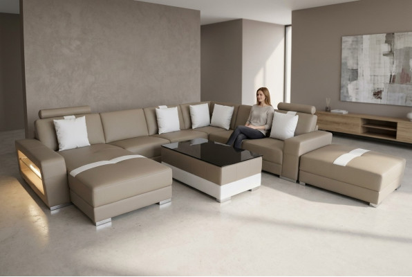Ledersofa Dekorative Couch Wohnlandschaft Eck Garnitur Design Modern Sofa