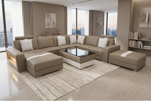 Ledersofa Dekorative Couch Wohnlandschaft Eck Garnitur Design Modern Sofa