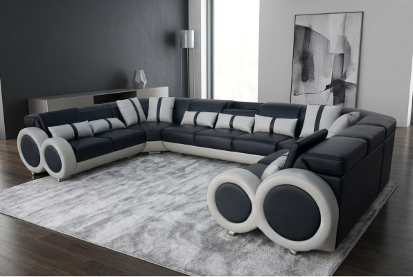 Leder Sofa Couch Polster Eck Garnitur Design moderne ecke U Form Wohnlandschaft