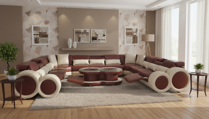 Ledersofa Couch Wohnlandschaft Garnitur Design Modern Ecke Sofa