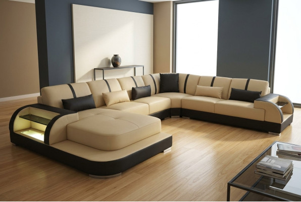 Leder Couch Polster Sitz Eck Garnitur Moderne Design Sofas Wohnlandschaft U Form