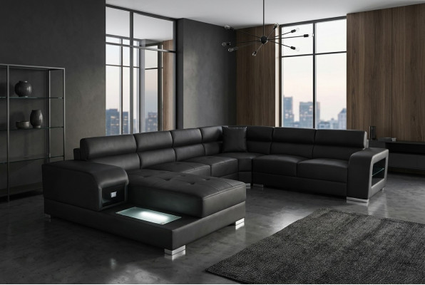 Ledersofa Couch Wohnlandschaft Garnitur Design Modern Ecke Sofa U-Form G8029