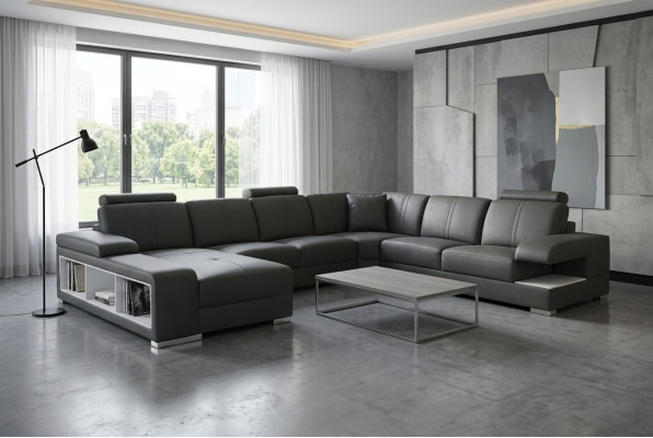 Ledersofa Couch Wohnlandschaft Garnitur Design Modern Ecke Sofa U-Form Neu G8028