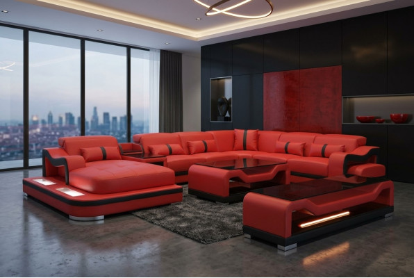 Leder Sofa Couch Polster Komplett Set Garnitur Wohnlandschaft Couchen Sofas