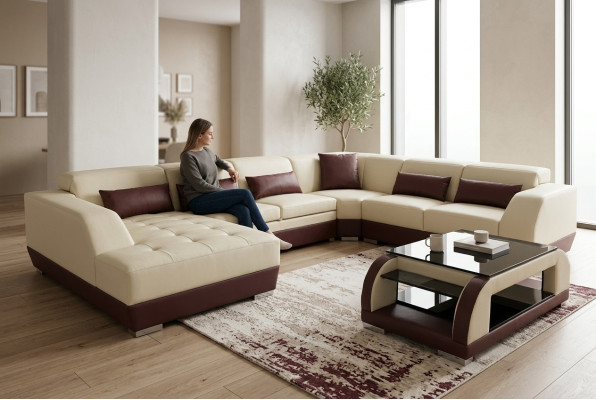 Leder Sofa Couch Polster Eck Designer Wohnlandschaft Garnituren Eck Neu Garnitur