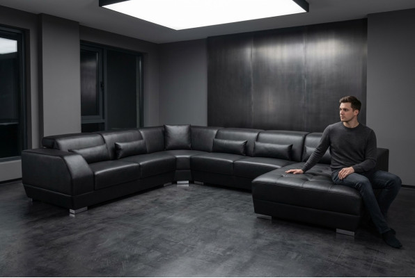 Eck Couch Sitz Leder Polster Design Ecke Garnitur Wohnlandschaft Sofas Neu Sofa
