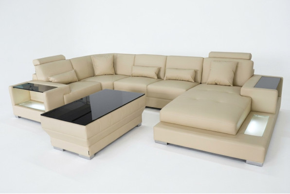 Leder Sofa Couch Polster Eck Designer Garnitur Wohnlandschaft Garnituren Eck Neu