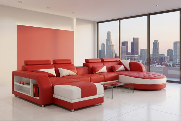 Eck Sofa Polster Couch Sitz Ecke Leder Garnitur Moderne Wohnlandschaft