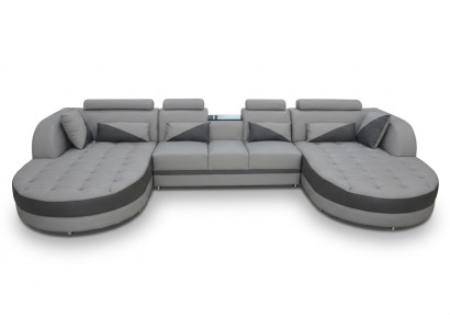 Eck Sofa Polster Couch Sitz Ecke Leder Garnitur U Form Wohnlandschaft