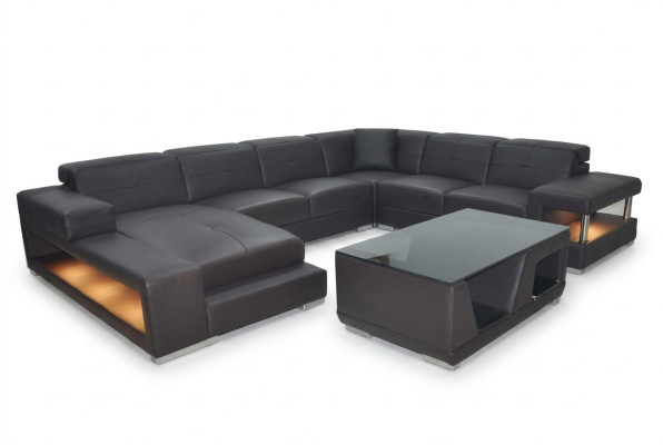 Sofa Garnitur Polster Sitz Set Ecksofa Couchtisch Sofa Leder Couchen Neu G8017
