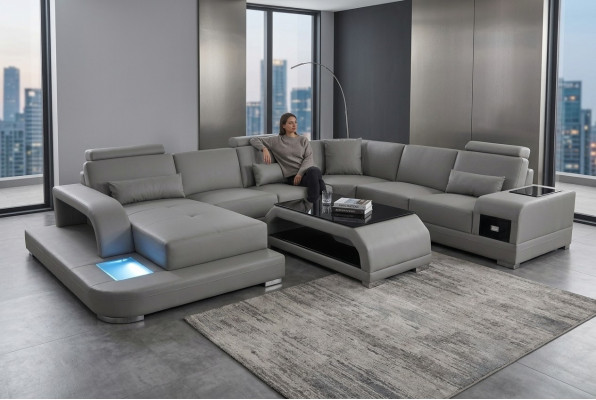 Eck Sofa Polster Couch Sitz Ecke Leder Garnitur Moderne U Form