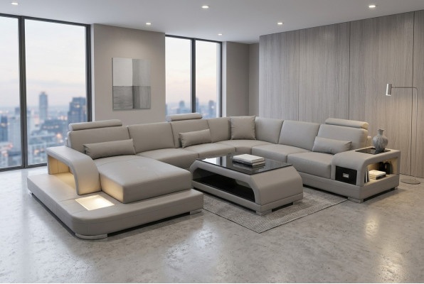 Eck Sofa Polster Couch Sitz Ecke Leder Garnitur Moderne U Form