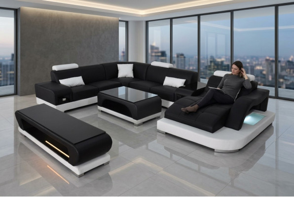 Sofa Couch Polster Sitz Ecke Moderne Couchen U Form Wohnlandschaft Garnitur Neu