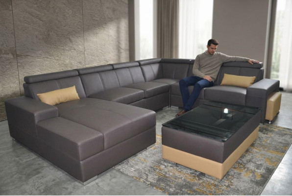 Wohn Leder Landschaft Sofa Couch Polster Garnitur Eck Sofas Sitz Garnituren Neu
