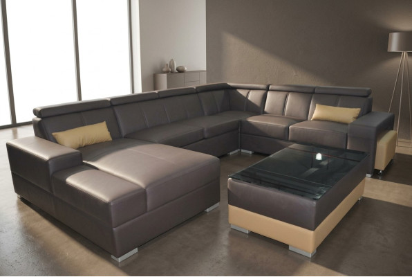 Wohn Leder Landschaft Sofa Couch Polster Garnitur Eck Sofas Sitz Garnituren Neu